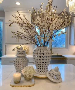 Inspire Me! Home Decor White Ceramic Pierced Ginger Jar (2 Sizes)