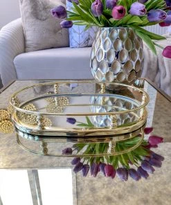 Inspire Me! Home Decor Gold Oval Mirror Tray