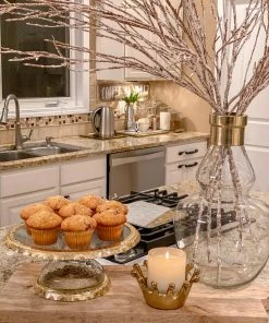 Inspire Me! Home Decor Gold Bordered Glass Cake Stand