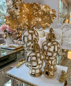 Inspire Me! Home Decor Gold & White Ginger Jar (3 Sizes)