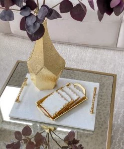 Inspire Me! Home Decor Gold Handle Marble Tray