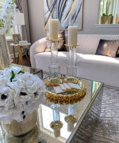 Inspire Me! Home Decor Glass Candle Holder With Gold Metal Floral Details (2 Sizes) 14 Inspire Me! Home Decor Glass Candle Holder With Gold Metal Floral Details (2 Sizes)