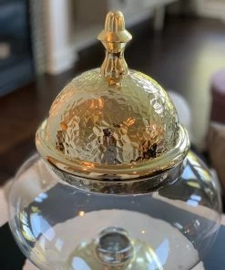 Inspire Me! Home Decor Oversized Round Apothecary Jar W/ Gold Hammered Lid