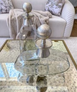 Inspire Me! Home Decor Glass Bottle With Silver Ball Stopper (2 Sizes)