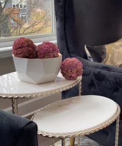 Inspire Me! Home Decor White Geometric Bowl With Gold Metallic Center