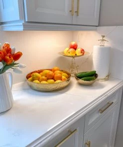 Inspire Me! Home Decor X-Large Textured Gold Shallow Bowl