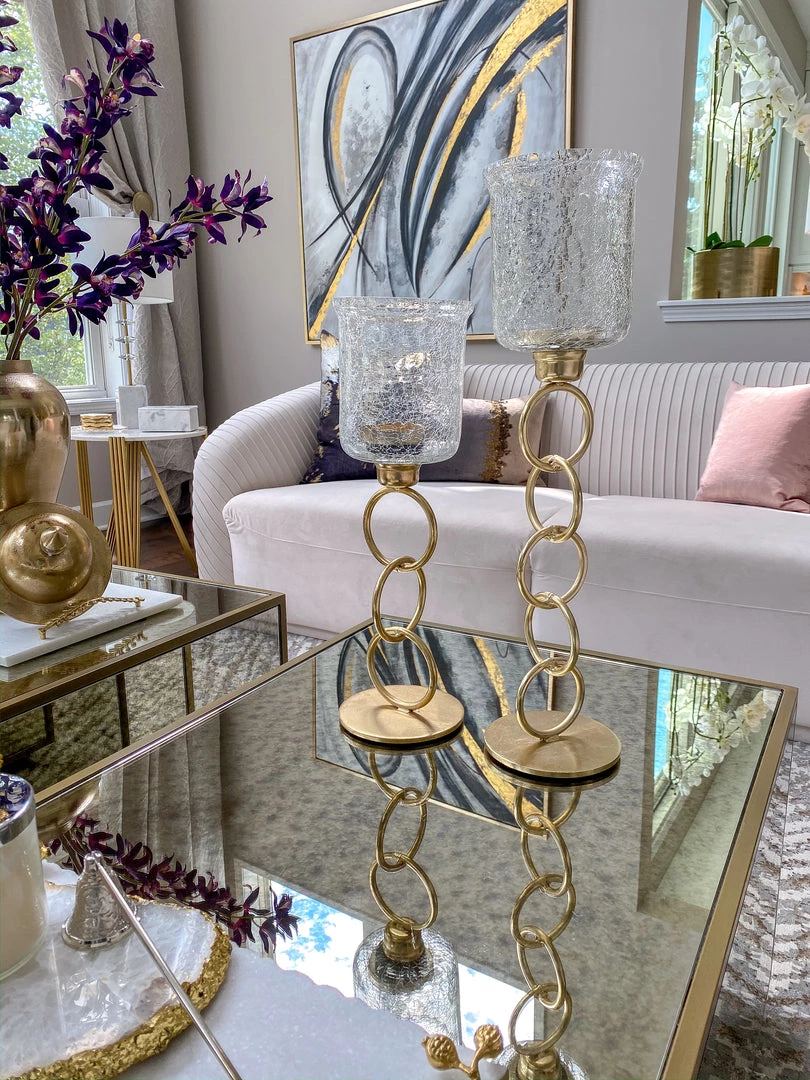 Inspire Me! Home Decor Crackled Glass Link Standing Candle Holder (2 Sizes) 3 Inspire Me! Home Decor Crackled Glass Link Standing Candle Holder (2 Sizes)