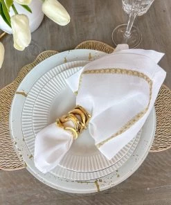 Inspire Me! Home Decor Set Of 4 Embroidered Border Napkins (2 Colors)