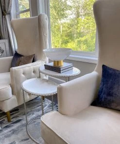 Inspire Me! Home Decor Large White Glass Gold Footed Bowl