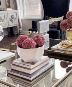 Inspire Me! Home Decor White Geometric Bowl With Gold Metallic Center