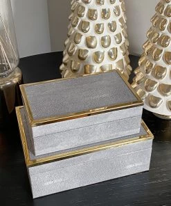 Inspire Me! Home Decor Faux Leather Box Set With Gold Edge Detail (Set Of 2)