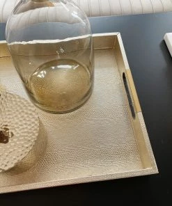 Inspire Me! Home Decor Golden Faux Leather Tray, Set Of 3