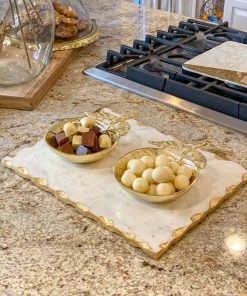 Inspire Me! Home Decor Marble Tray With Metallic Edge (2 Colors)