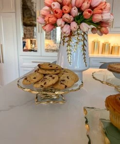 Inspire Me! Home Decor Stacked Glass Cake Stand With Textured Gold Rim (2 Sizes )