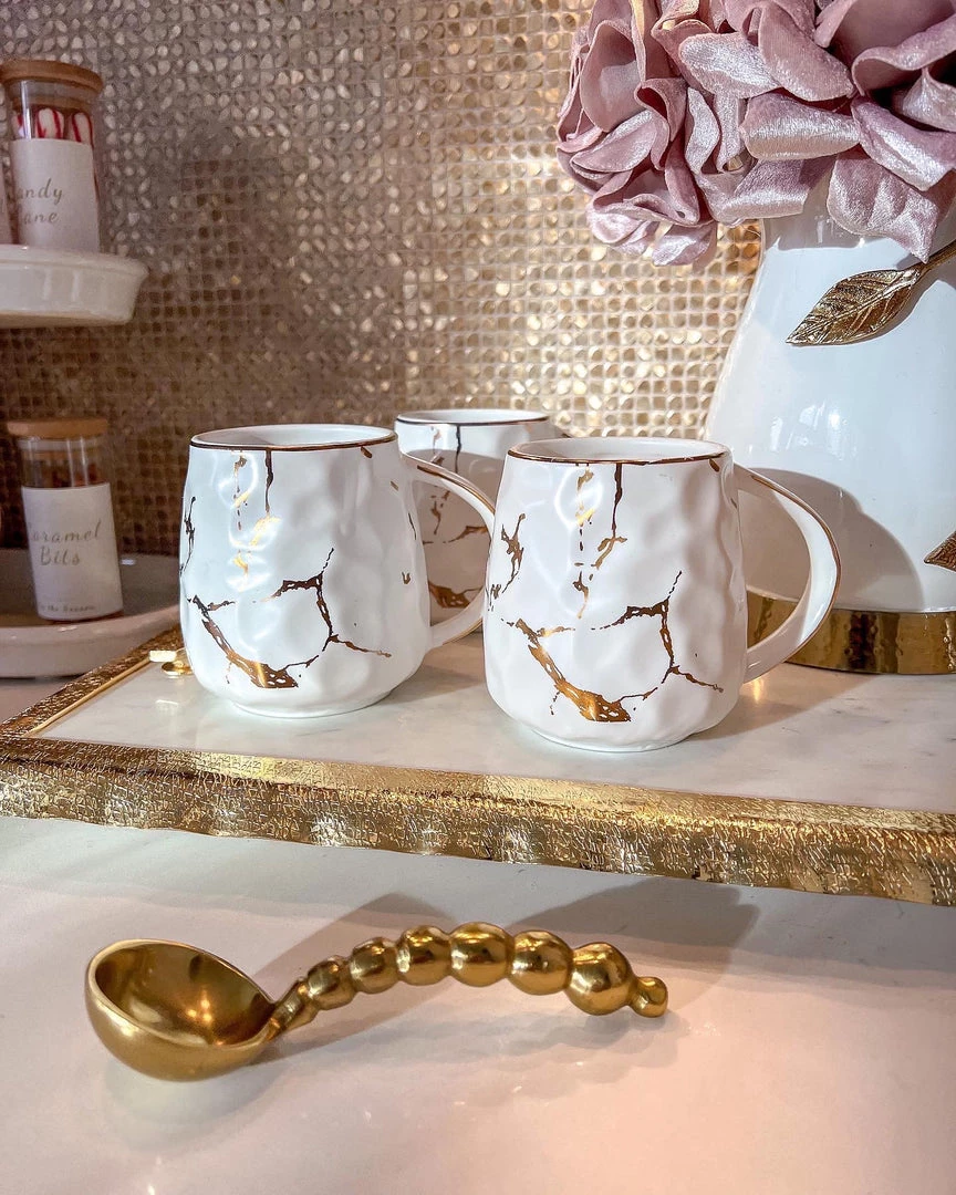 Inspire Me! Home Decor Metallic Gold Marble Print Mug With Hammered Texture 5 Inspire Me! Home Decor Metallic Gold Marble Print Mug With Hammered Texture