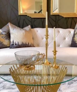 Inspire Me! Home Decor Glass Bowl With Gold Metal Swirl