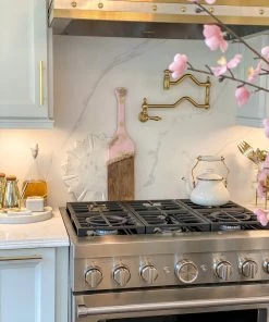 Inspire Me! Home Decor Gold Leaf And Pink Resin Wood Paddle Serving Board