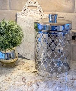 Inspire Me! Home Decor Glass Jar W/ Gold Lid (2 Sizes & 2 Colors)