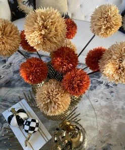 Inspire Me! Home Decor Small Striped Ceramic Pumpkin With Gold Stem