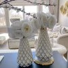 Inspire Me! Home Decor Gold And White Lattice Tapered Vase (2 Sizes)