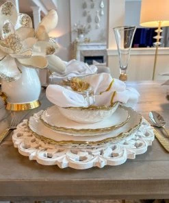 Inspire Me! Home Decor White And Gold Ombre Dinner Set