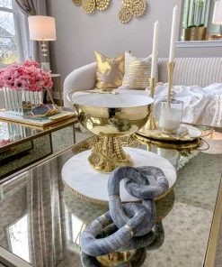 Inspire Me! Home Decor White Marble Round Lazy Susan W/ Gold Textured Edge 9 Inspire Me! Home Decor White Marble Round Lazy Susan W/ Gold Textured Edge