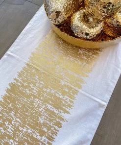 Inspire Me! Home Decor Gold Foil Patterned Table Runner