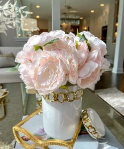 Inspire Me! Home Decor Floral Stems 12" Soft Pink Peony Bundle