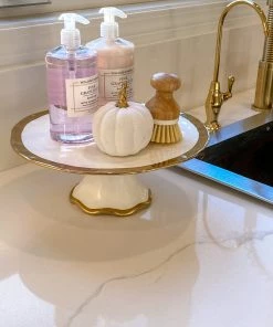 Inspire Me! Home Decor White Velvet Mini Pumpkin With Gold Stem