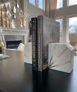Inspire Me! Home Decor Marble Geometric Bookends