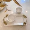 Inspire Me! Home Decor White Ceramic Tray With Serving Bowls And Gold Leaf