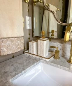 Inspire Me! Home Decor White & Gold Beaded Vanity Collection (3 Items) Each Sold Individually
