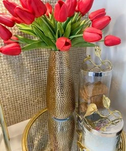 Inspire Me! Home Decor Polished Gold Hammered Vase