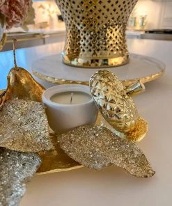 Inspire Me! Home Decor White Acorn Candle With Gold Top