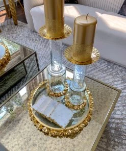 Inspire Me! Home Decor Glass Candle Holder With Gold Metal Floral Details (2 Sizes) 17 Inspire Me! Home Decor Glass Candle Holder With Gold Metal Floral Details (2 Sizes)