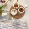 Inspire Me! Home Decor Set Of 3 Marble Spice Bowls W/ Gold Spoons And Wood Base