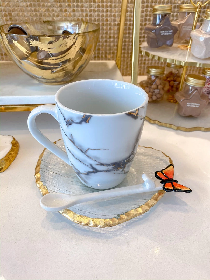 Inspire Me! Home Decor White Stir Spoon W/ Monarch Butterfly Topper KITCHEN 6 Inspire Me! Home Decor White Stir Spoon W/ Monarch Butterfly Topper KITCHEN