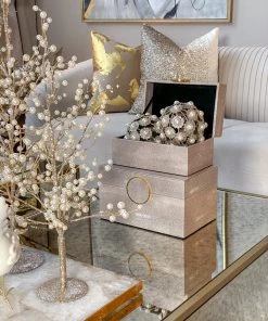 Inspire Me! Home Decor Faux Leather Box Set With Gold Circular Medallion (Set Of 2)