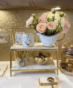 Inspire Me! Home Decor Gold And White Beaded Gravy Boat