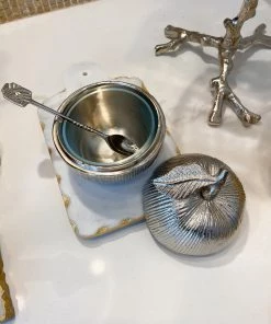 Inspire Me! Home Decor Silver Apple Honey Dish