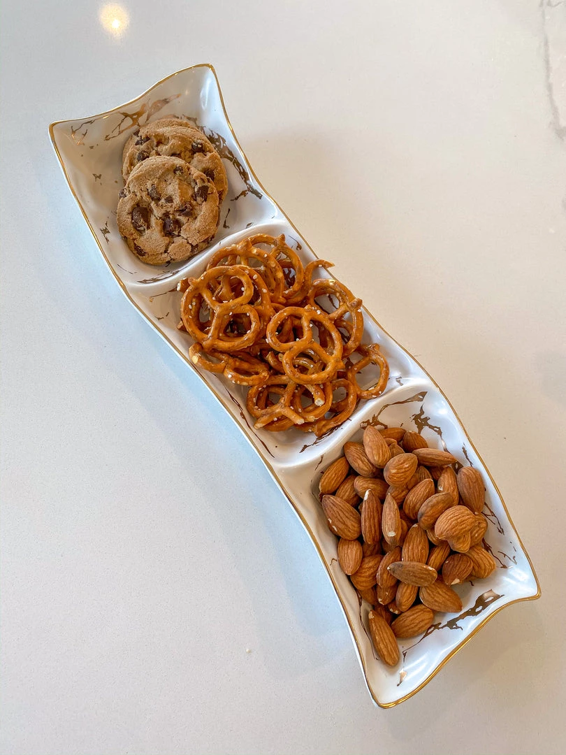 Inspire Me! Home Decor 3 Section Metallic Gold Marble Print Dish 5 Inspire Me! Home Decor 3 Section Metallic Gold Marble Print Dish