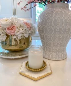 Inspire Me! Home Decor Marble Hexagon Trivet W/ Gold Edge 8 Inspire Me! Home Decor Marble Hexagon Trivet W/ Gold Edge