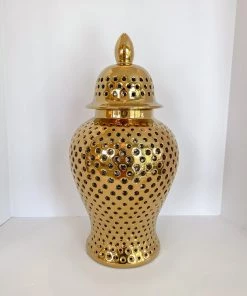 Inspire Me! Home Decor Gold Pierced Ginger Jar