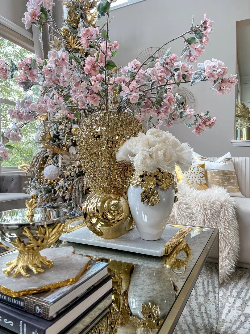 Inspire Me! Home Decor Gold Cascading Floral And White Vase 6 Inspire Me! Home Decor Gold Cascading Floral And White Vase