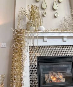 Inspire Me! Home Decor Gold Oversized Beaded White And Pearl Ornament (2 Sizes)