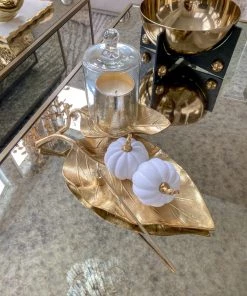 Inspire Me! Home Decor Gold Double Leaf Platter