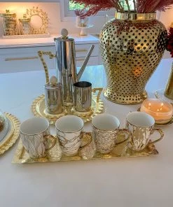Inspire Me! Home Decor Gold Textured Ruffle Coffee/Tea Set Collection (4 Items Sold Individually)