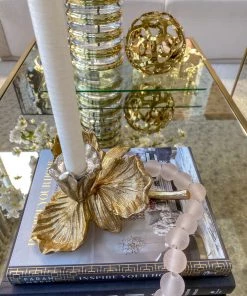 Inspire Me! Home Decor Gold/Silver Floral Candle Holder