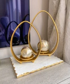 Inspire Me! Home Decor Glossy Gold Metallic Orb Candles (2 Sizes)