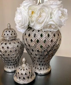 Inspire Me! Home Decor Large Silver Bulbed Ginger Jar